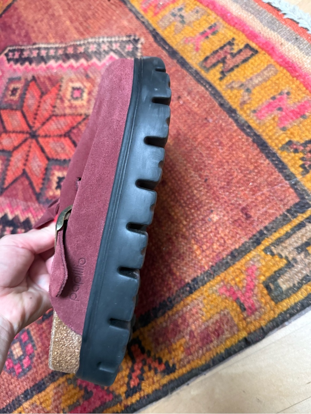 Birkenstock Platform Burgundy Suede Clog Mules, size 39 - Picture 10 of 12